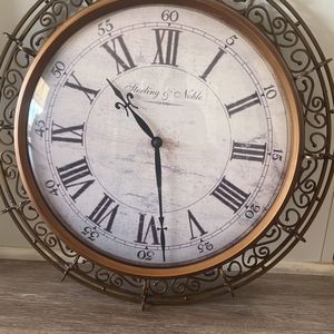 Sterling & Noble 20" Scroll, Metal, Battery Powered Wall Clock *VINTAGE*